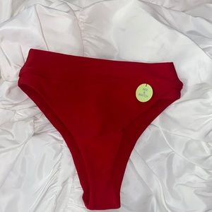 Red High-Waisted Bikini Bottoms